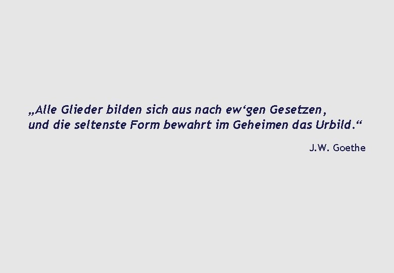 „Alle Glieder bilden sich aus nach ew‘gen Gesetzen, und die seltenste Form bewahrt im