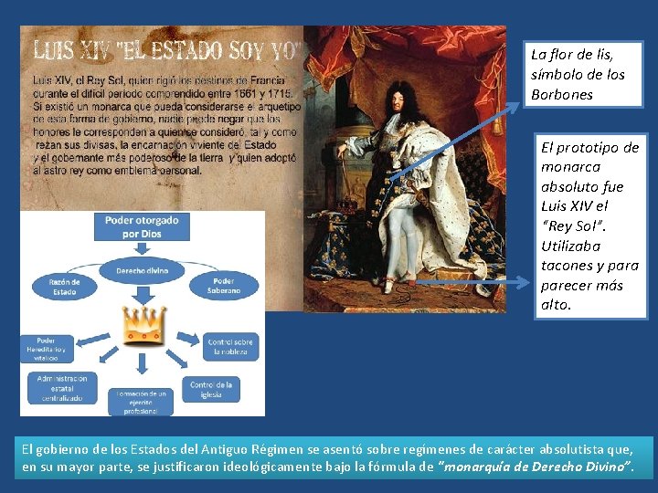 La flor de lis, símbolo de los Borbones El prototipo de monarca absoluto fue