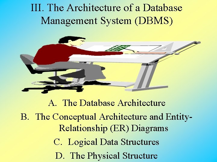 III. The Architecture of a Database Management System (DBMS) A. The Database Architecture B. III. The Architecture of a Database Management System (DBMS) A. The Database Architecture B.