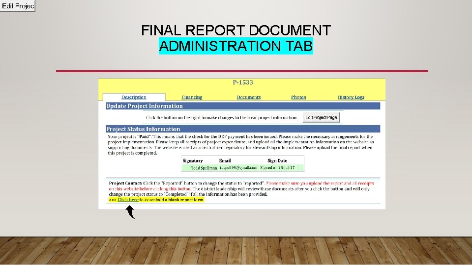 FINAL REPORT DOCUMENT ADMINISTRATION TAB 