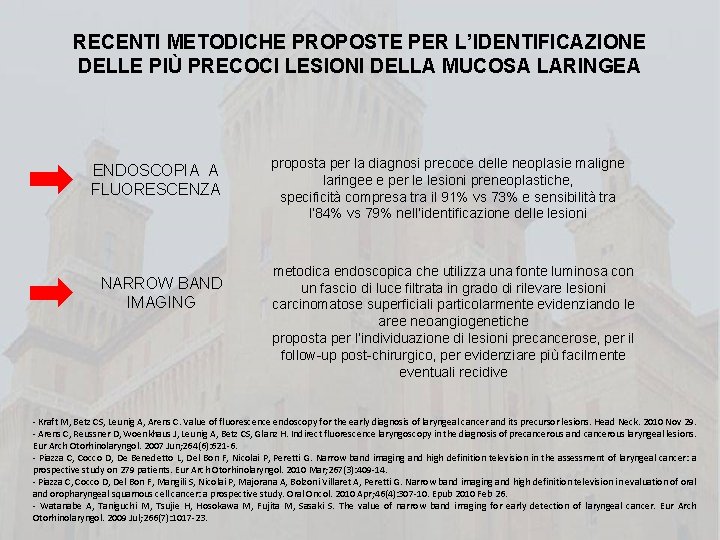 RECENTI METODICHE PROPOSTE PER L’IDENTIFICAZIONE DELLE PIÙ PRECOCI LESIONI DELLA MUCOSA LARINGEA ENDOSCOPIA A