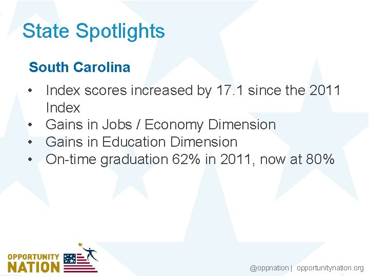 State Spotlights South Carolina • Index scores increased by 17. 1 since the 2011