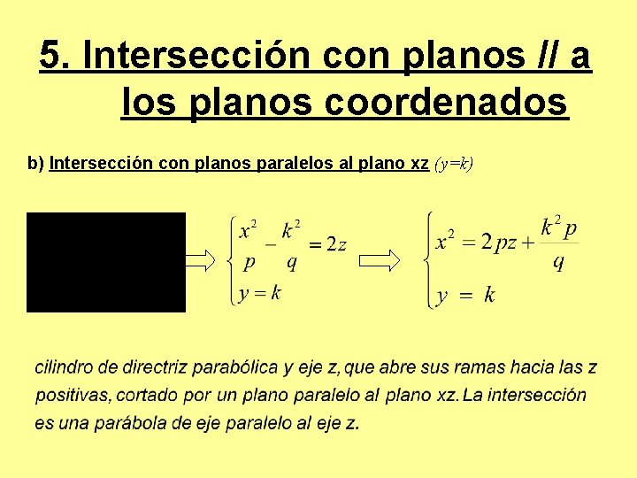 5. Intersección con planos // a los planos coordenados b) Intersección con planos paralelos