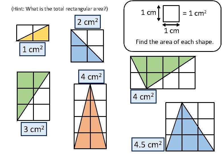 (Hint: What is the total rectangular area? ) 2 cm 2 1 cm =