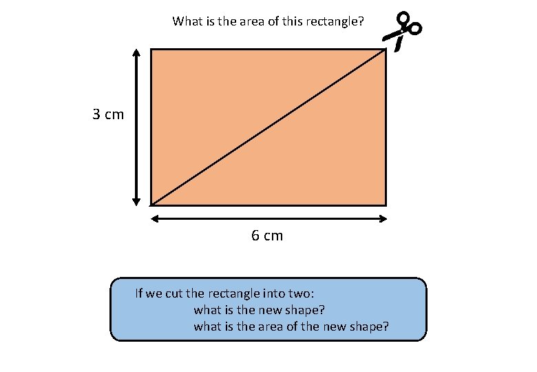 What is the area of this rectangle? 3 cm 6 cm If we cut