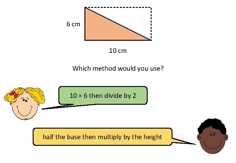 6 cm 10 cm Which method would you use? 10 × 6 then divide