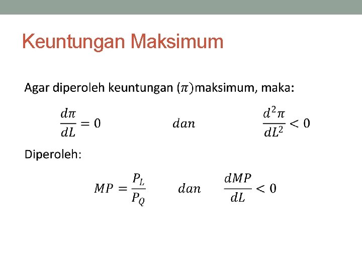 Keuntungan Maksimum 