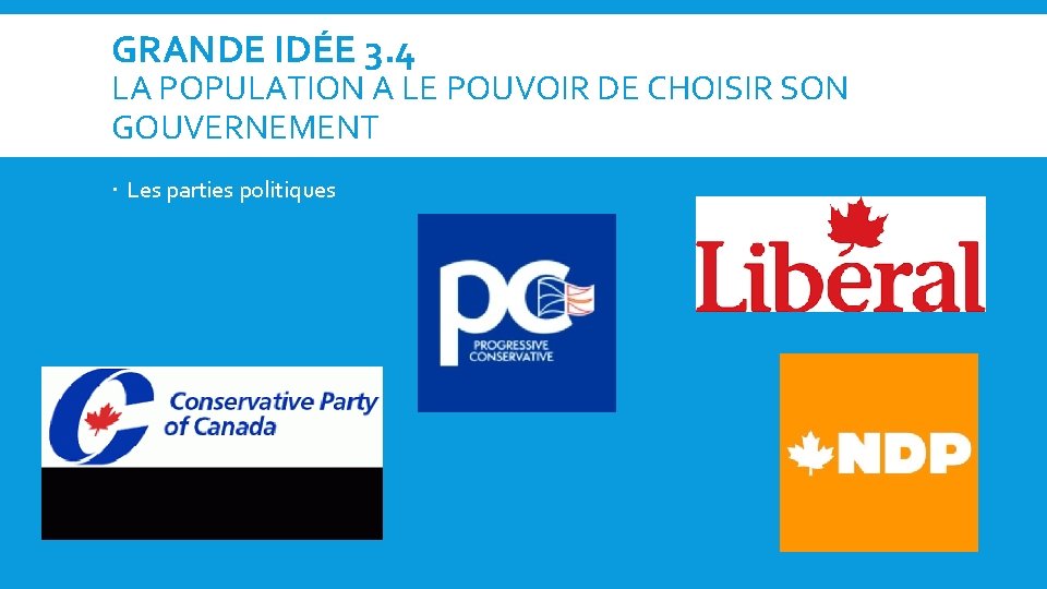 GRANDE IDÉE 3. 4 LA POPULATION A LE POUVOIR DE CHOISIR SON GOUVERNEMENT Les