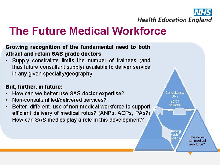The Future Medical Workforce Growing recognition of the fundamental need to both attract and