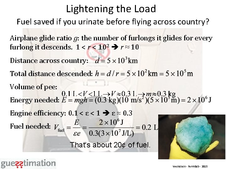 Lightening the Load Fuel saved if you urinate before flying across country? Airplane glide