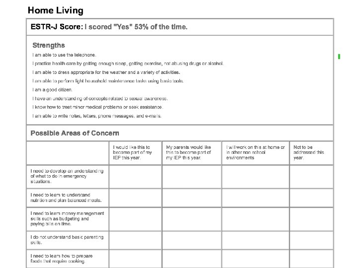 Screen shot the example ESTR-J Strengths Report 