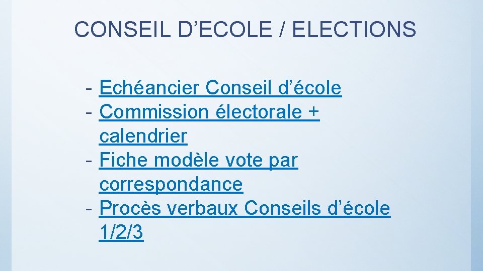 CONSEIL D’ECOLE / ELECTIONS - Echéancier Conseil d’école - Commission électorale + calendrier -