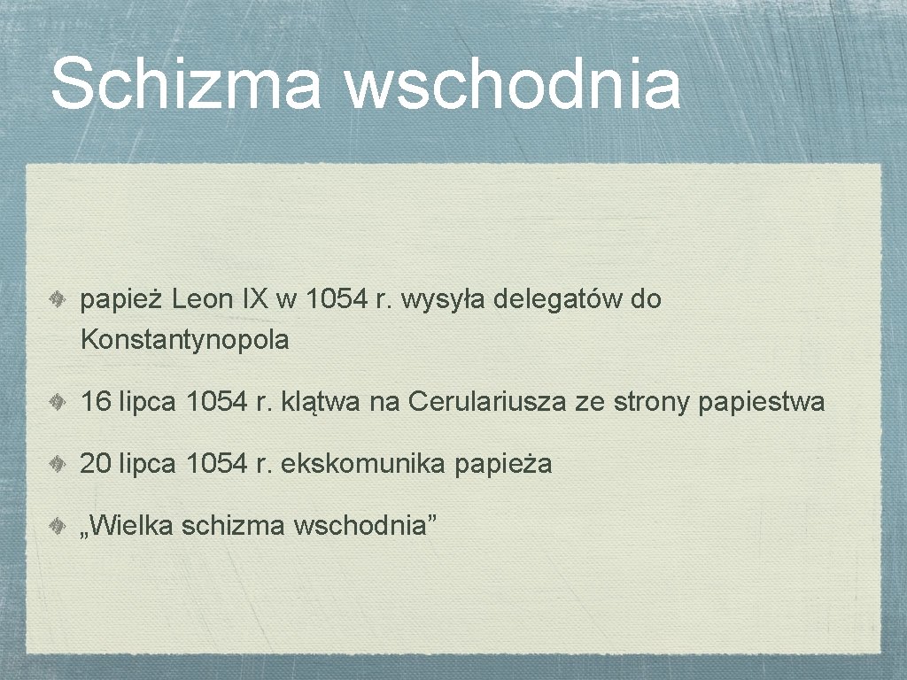 Schizma wschodnia papież Leon IX w 1054 r. wysyła delegatów do Konstantynopola 16 lipca