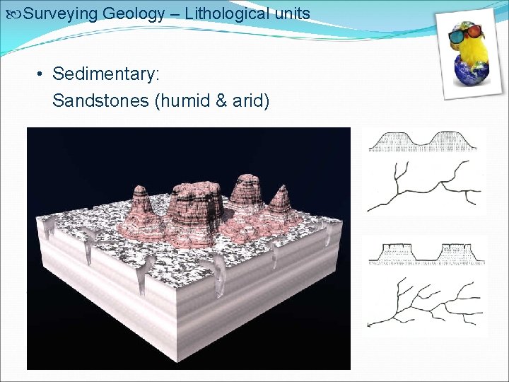  Surveying Geology – Lithological units • Sedimentary: Sandstones (humid & arid) 