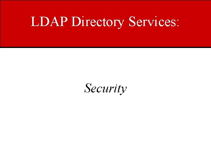 LDAP Directory Services: Security 