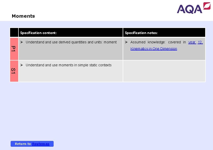 Moments Specification content: Specification notes: Ø Understand use derived quantities and units: moment Ø