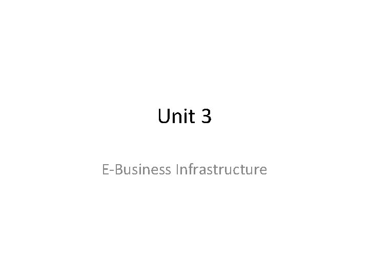 Unit 3 E-Business Infrastructure 