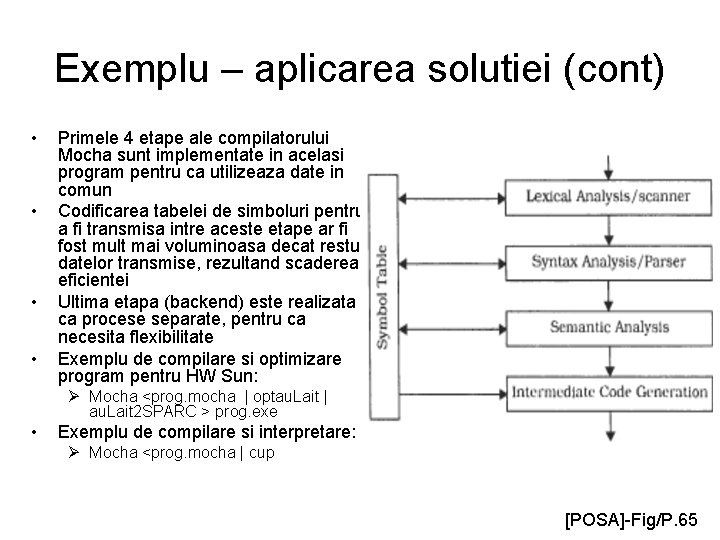 Exemplu – aplicarea solutiei (cont) • • Primele 4 etape ale compilatorului Mocha sunt