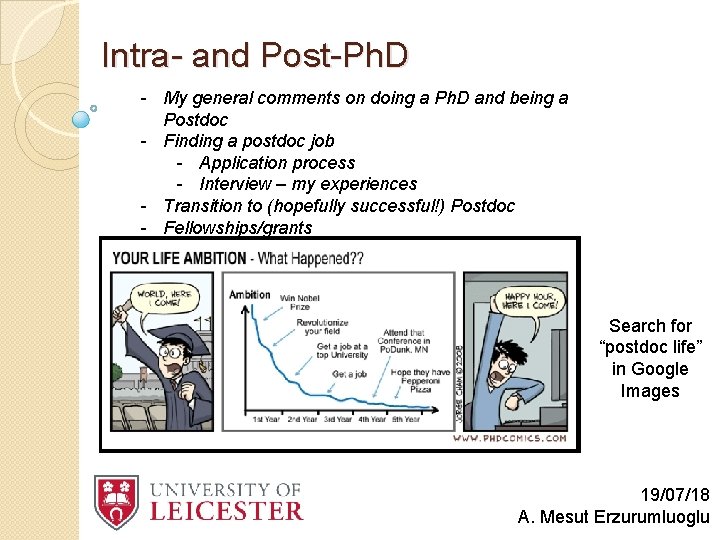 Intra- and Post-Ph. D - My general comments on doing a Ph. D and