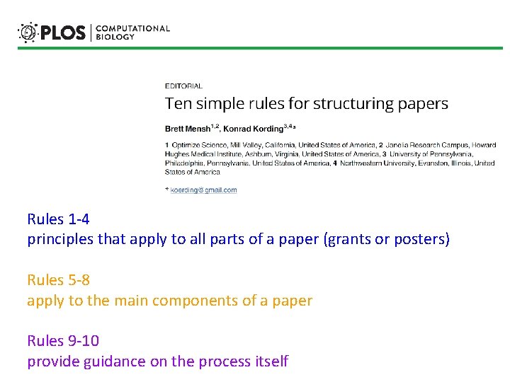 Rules 1 -4 principles that apply to all parts of a paper (grants or