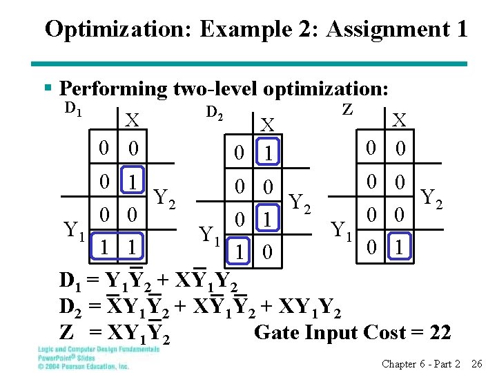 Optimization: Example 2: Assignment 1 § Performing two-level optimization: D 1 X 0 0