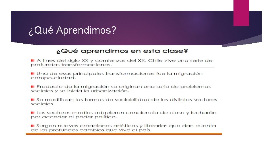 ¿Qué Aprendimos? 