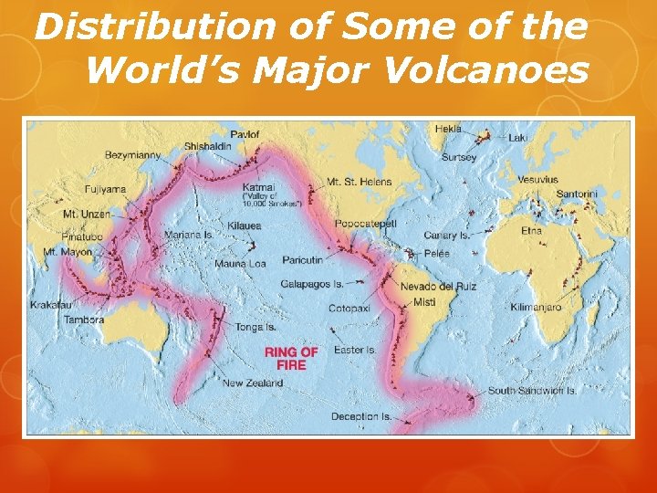 Distribution of Some of the World’s Major Volcanoes 