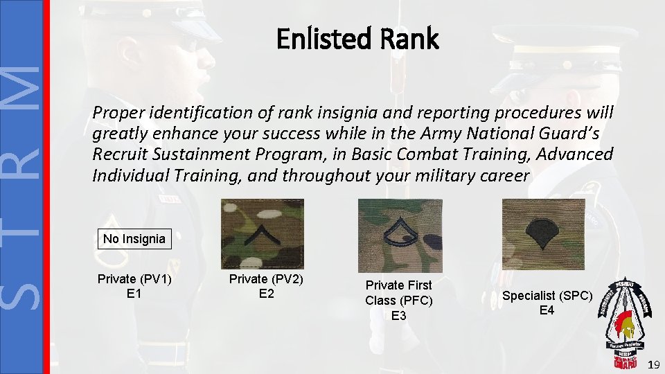 S T R M Enlisted Rank Proper identification of rank insignia and reporting procedures