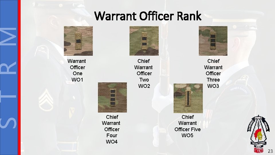 S T R M Warrant Officer Rank Chief Warrant Officer Two WO 2 Warrant