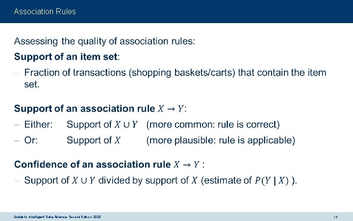 Association Rules - Guide to Intelligent Data Science Second Edition, 2020 12 