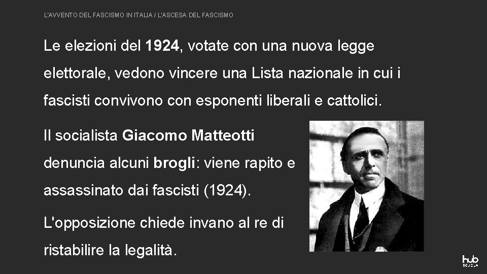 L'AVVENTO DEL FASCISMO IN ITALIA / L'ASCESA DEL FASCISMO Le elezioni del 1924, votate