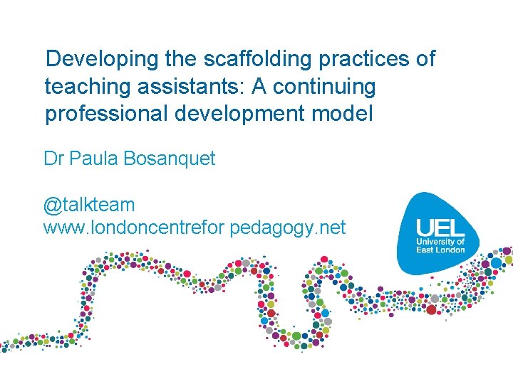 Developing the scaffolding practices of teaching assistants: A continuing professional development model Dr Paula
