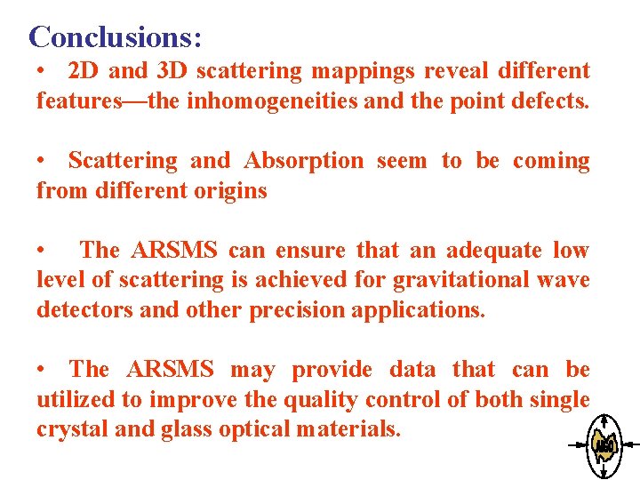 Conclusions: • 2 D and 3 D scattering mappings reveal different features—the inhomogeneities and