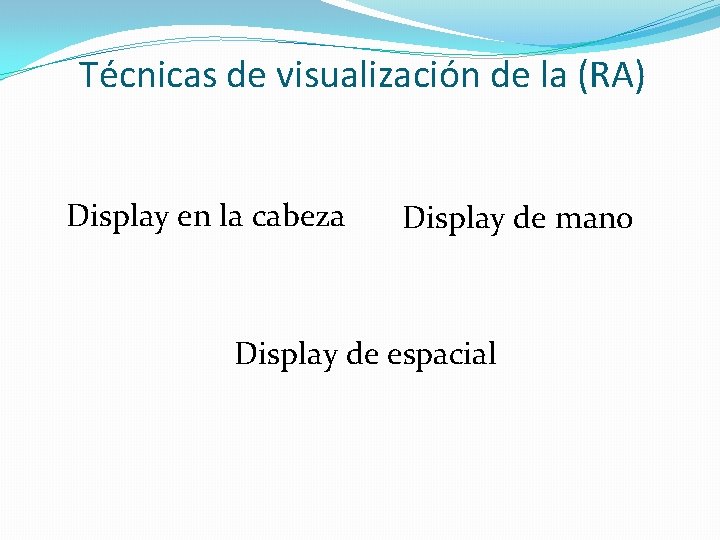Técnicas de visualización de la (RA) Display en la cabeza Display de mano Display