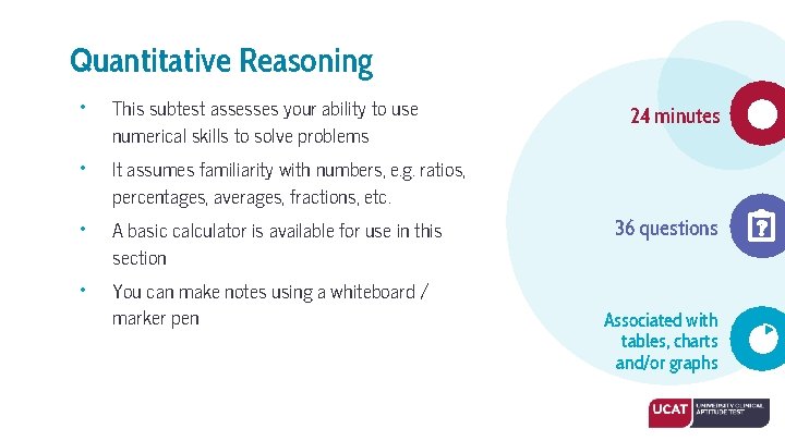Quantitative Reasoning • • This subtest assesses your ability to use numerical skills to