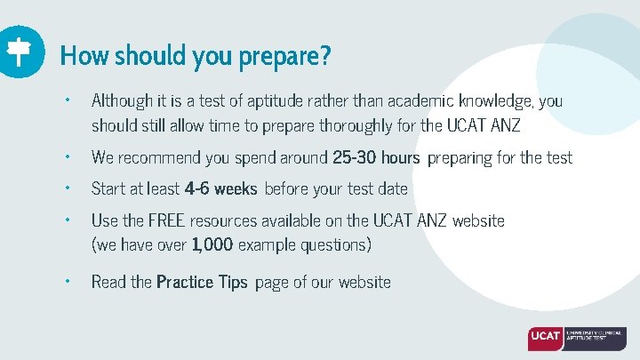 How should you prepare? • • • Although it is a test of aptitude