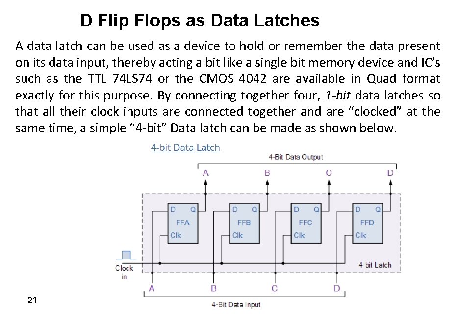 D Flip Flops as Data Latches A data latch can be used as a