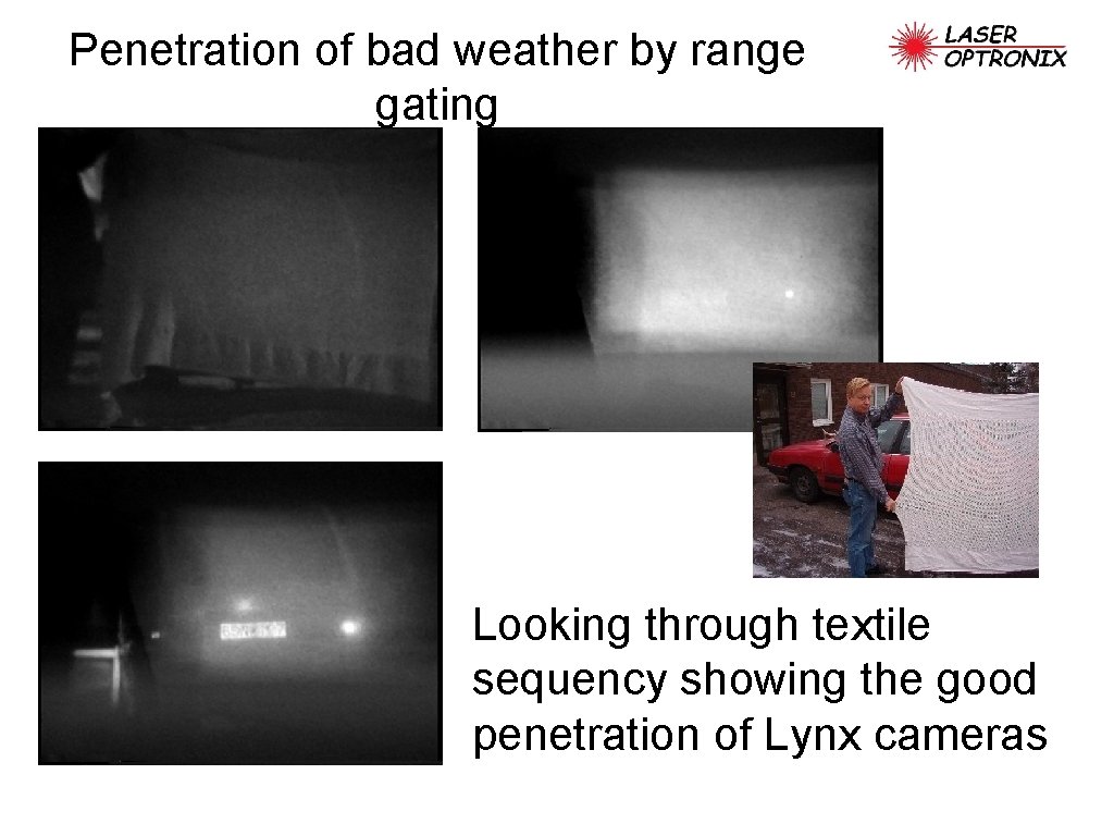 Penetration of bad weather by range gating Looking through textile sequency showing the good
