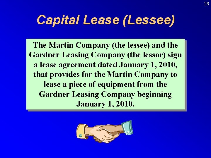 26 Capital Lease (Lessee) The Martin Company (the lessee) and the Gardner Leasing Company