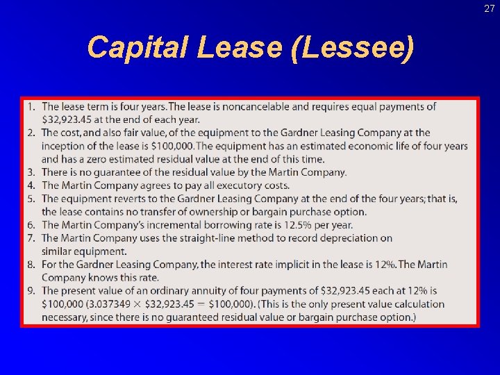 27 Capital Lease (Lessee) 