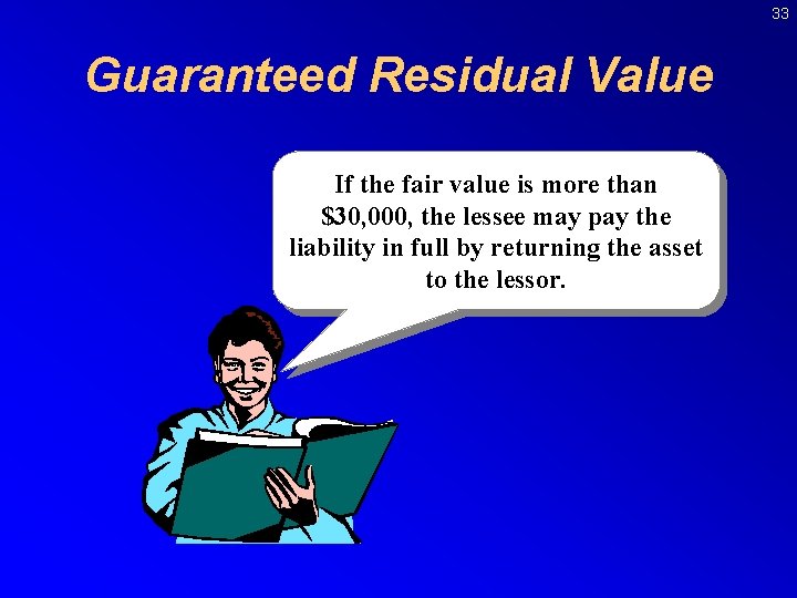 33 Guaranteed Residual Value If the fair value is more than $30, 000, the