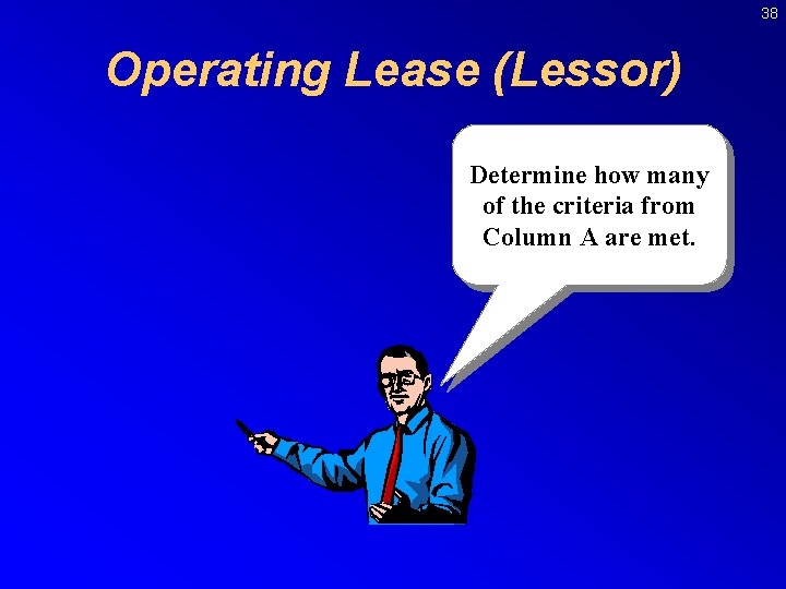 38 Operating Lease (Lessor) Determine how many of the criteria from Column A are