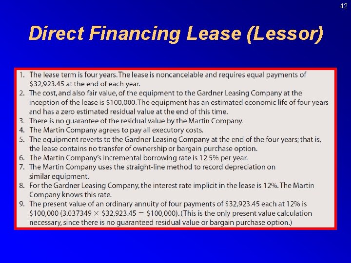 42 Direct Financing Lease (Lessor) 