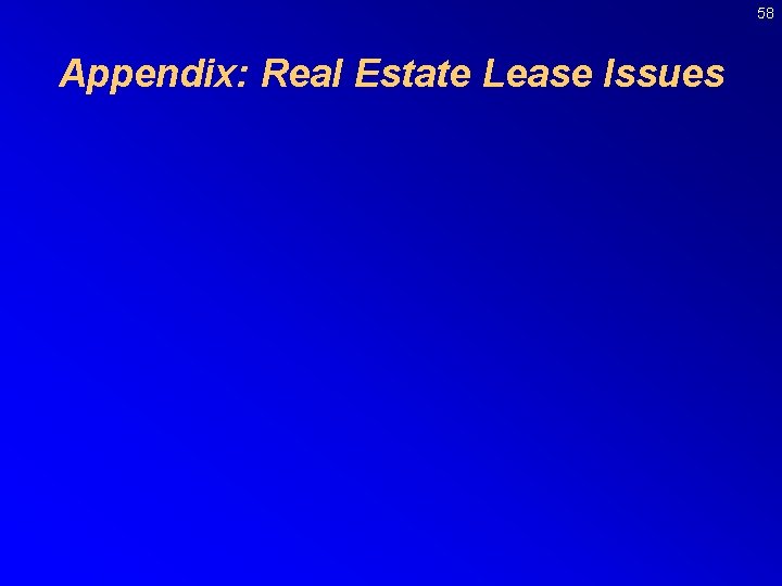 58 Appendix: Real Estate Lease Issues 