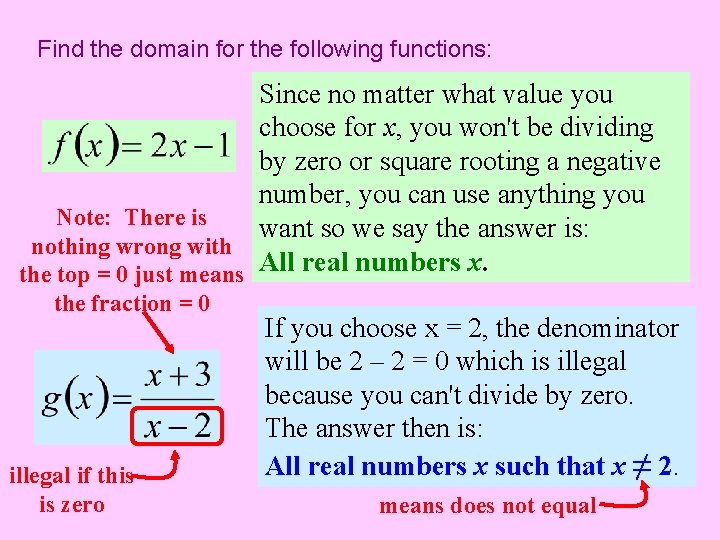 Find the domain for the following functions: Since no matter what value you choose