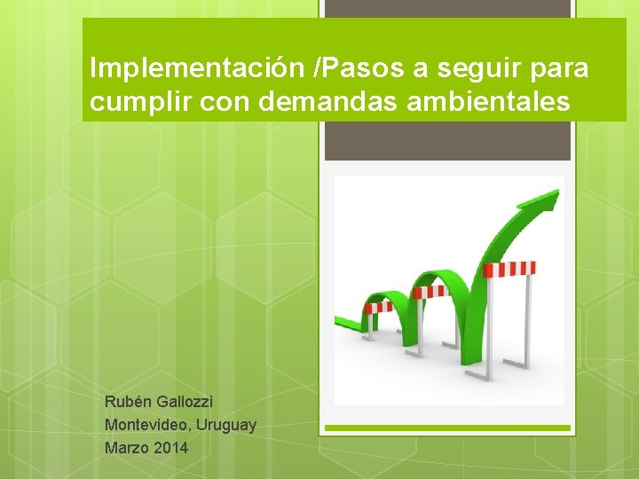 Implementación /Pasos a seguir para cumplir con demandas ambientales Rubén Gallozzi Montevideo, Uruguay Marzo