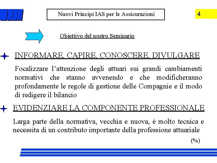 Nuovi Principi IAS per le Assicurazioni 4 Obiettivo del nostro Seminario INFORMARE, CAPIRE, CONOSCERE,