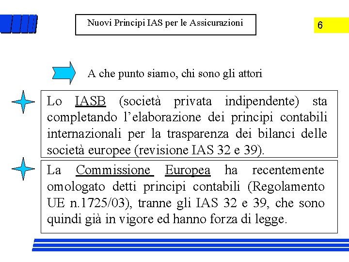 Nuovi Principi IAS per le Assicurazioni 6 A che punto siamo, chi sono gli