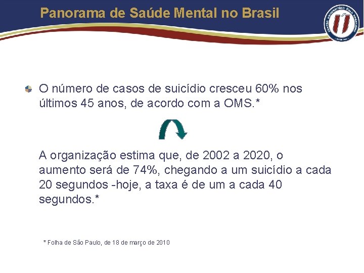 Panorama de Saúde Mental no Brasil O número de casos de suicídio cresceu 60%