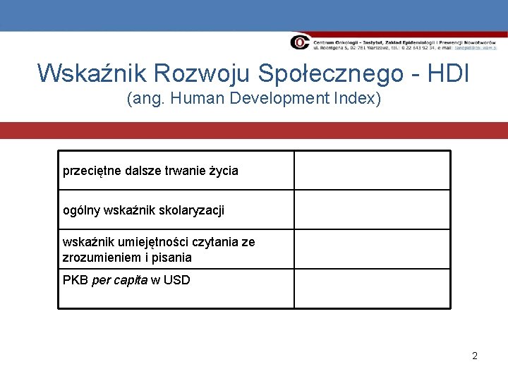 Wskaźnik Rozwoju Społecznego - HDI (ang. Human Development Index) przeciętne dalsze trwanie życia ogólny